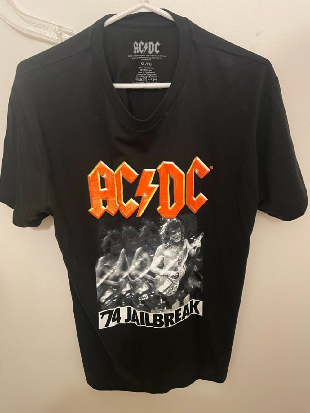 AC/DC Black Tee with Orange Logo and '74 Jailbreak Photo